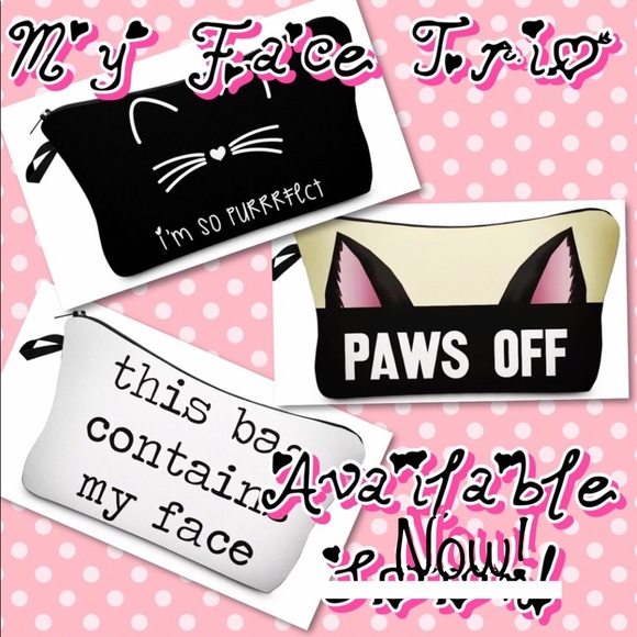 NEW Trio of 3 Cute Make-up Bags Purrrfect Pouches - Picture 4 of 8
